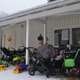 Strollers in front of the Kotikolo family cafe